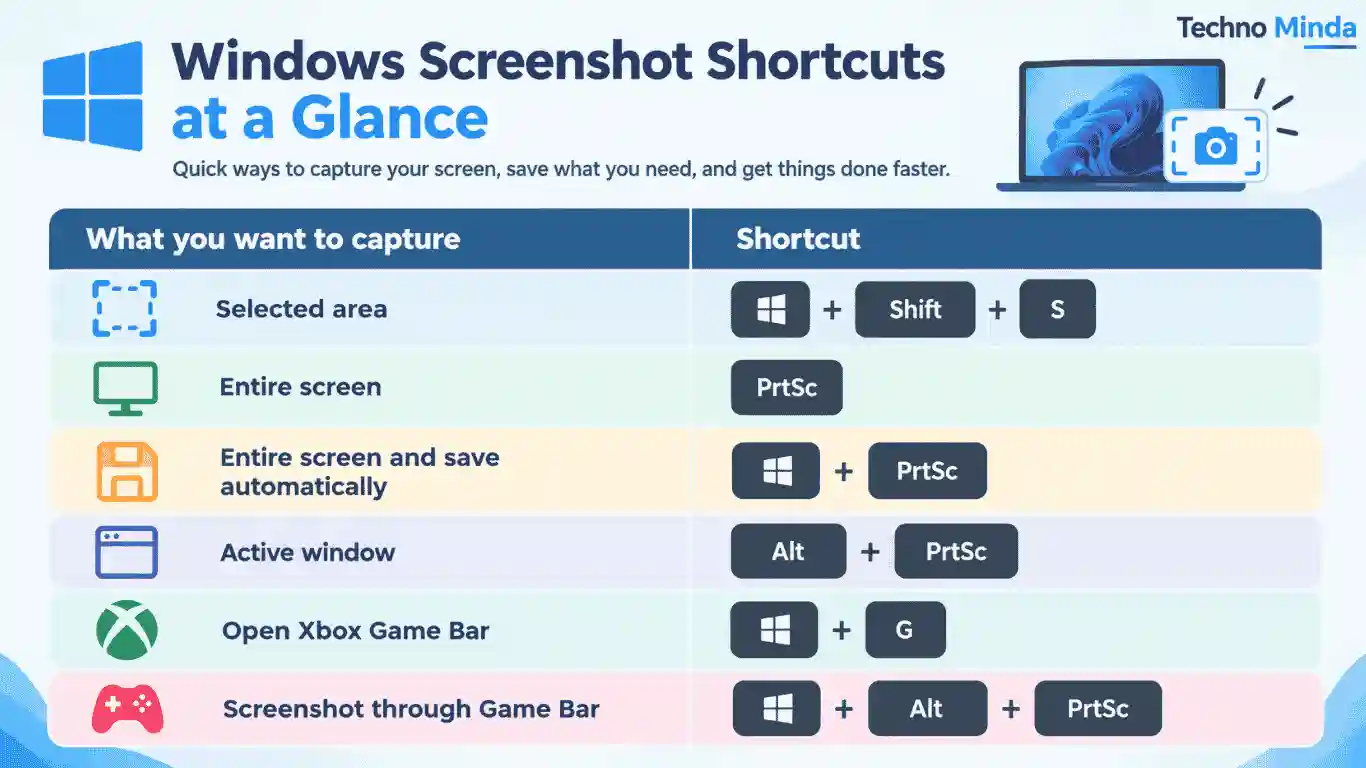 Windows Screenshot Shortcuts at a Glance
